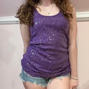 y2k aeropostale purple sequin tank medium